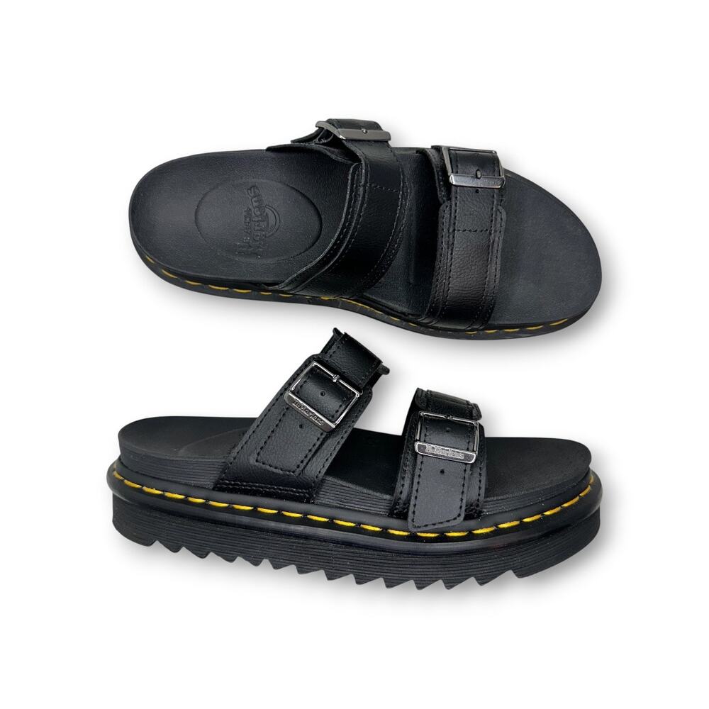 Dr. Martens Myles Slide Sandal Size Women’s US 9 Black Platform Two Strap 570036